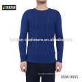 Thick Wool Cashmere Knit Sweater, Men Royal Blue Handmade Knit Sweater